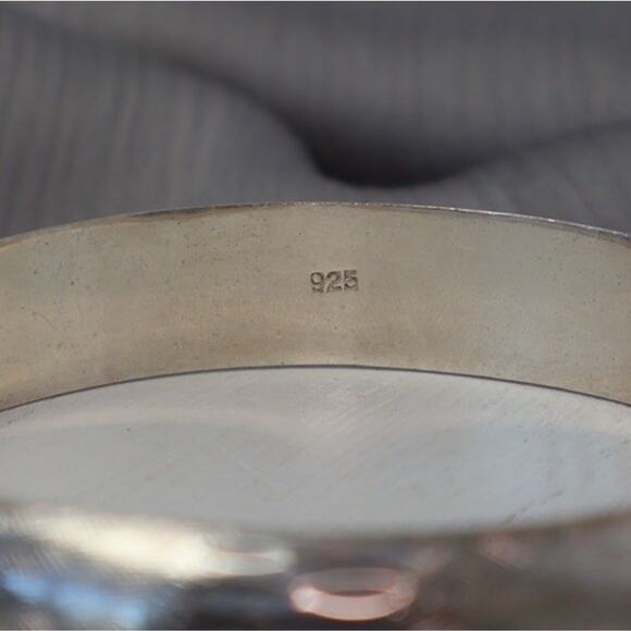 Vintage Sterling Silver 925 Bangle Bracelet 15.10G / 7in / 11.5mm - Picture 5 of 6